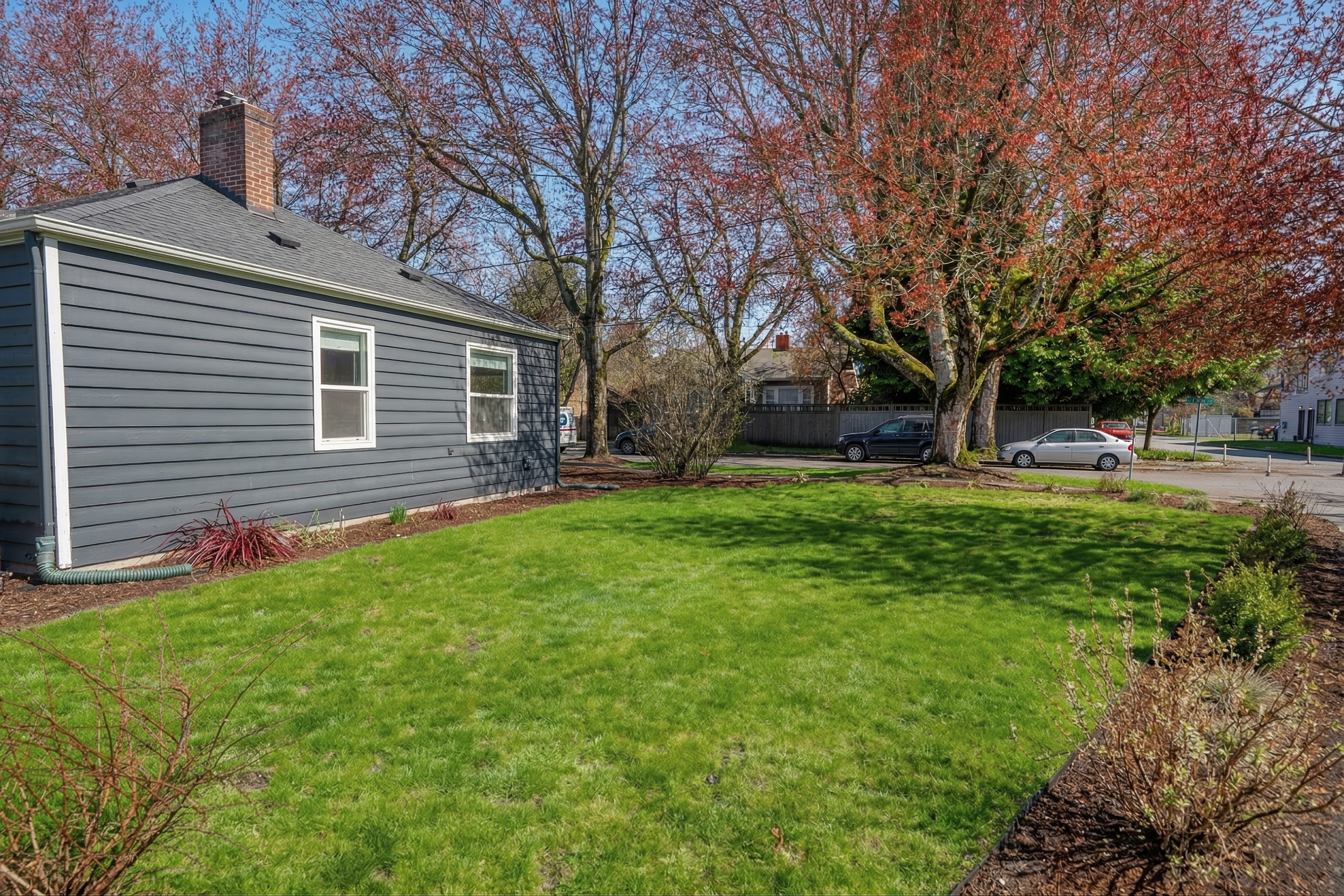 Side lawn with landscaping